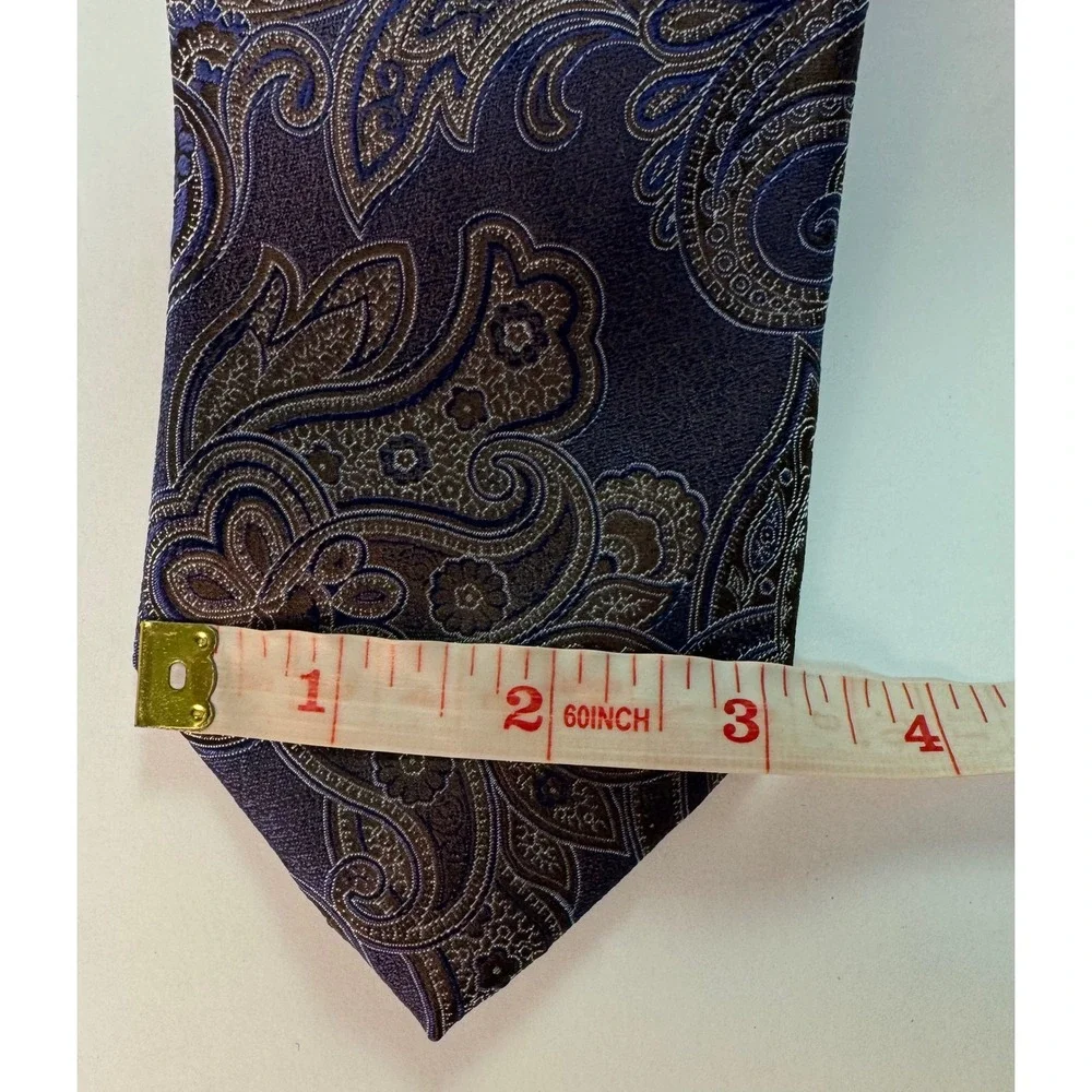 Canali Mens Silk Paisley Tie Purple Blue Brown Made in Italy Classic 3.25